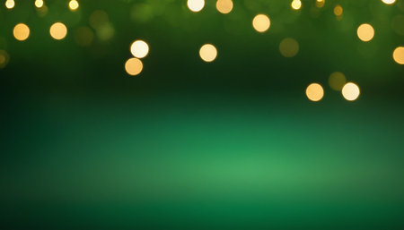 Green bokeh abstract background. Christmas and New Year concept.の素材