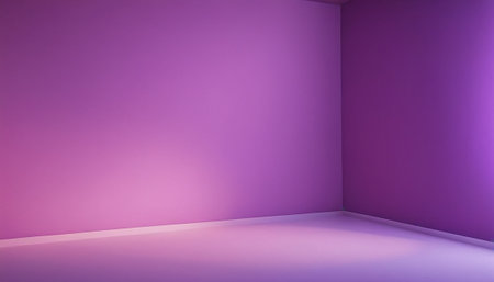 Empty room with purple wall and floor. 3d render illustration.の素材