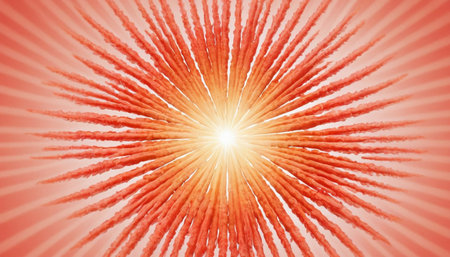 Abstract orange background with rays of light. 3d rendering, 3d illustration.の素材