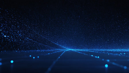 abstract technology background with glowing particles. 3d rendering - illustrationの素材