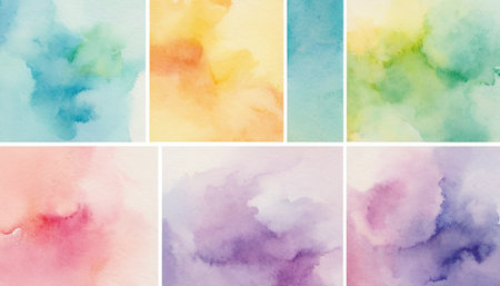 Set of colorful abstract watercolor art hand paint background. Texture paper.の素材