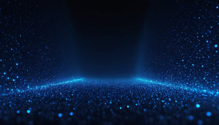 Glowing particles in space, abstract background, 3d render illustrationの素材