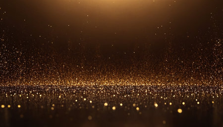 golden glitter vintage lights background. gold and black. de-focusedの素材
