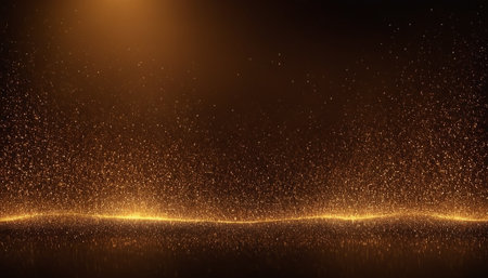 Abstract gold bokeh light on black background. 3D renderingの素材