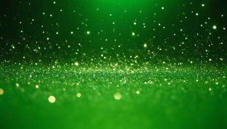 Glitter vintage lights background. Green and black. de-focusedの素材