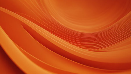Abstract orange background with curved lines in the form of a wave.の素材