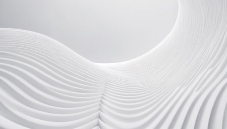 Abstract 3d rendering of wavy surface. White wavy background. Futuristic shape.の素材