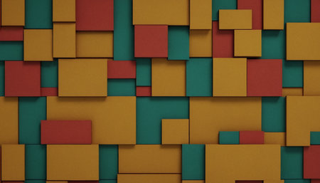 Abstract background made of multicolored squares. 3d render illustrationの素材