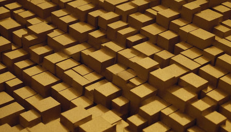 Abstract 3d rendering of chaotic cubes. Futuristic background with geometric shapes.の素材