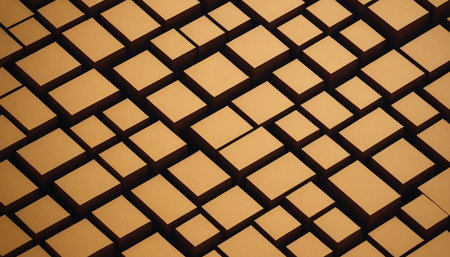 Abstract background of golden cubes. 3d rendering, 3d illustration.の素材