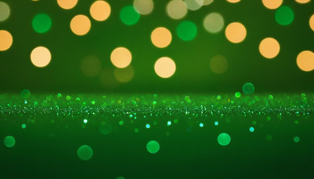 Abstract green bokeh lights background. Christmas and New Year conceptの素材