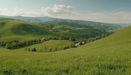 Landscape in Tuscany, Italy. Green hills and villageの素材