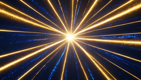 abstract background with a glowing star in the center and rays of lightの素材