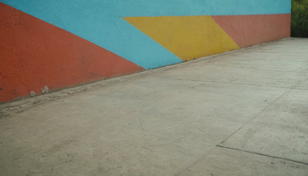 Colorful wall and floor in a public park in Bangkok, Thailandの素材