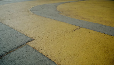 Close up view of the yellow and gray paving slabs. Abstract background.の素材