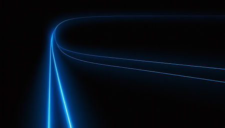 Blue neon lines on a black background. 3d rendering, 3d illustration.の素材