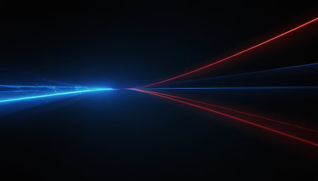 abstract background with blue and red laser rays, 3d renderの素材