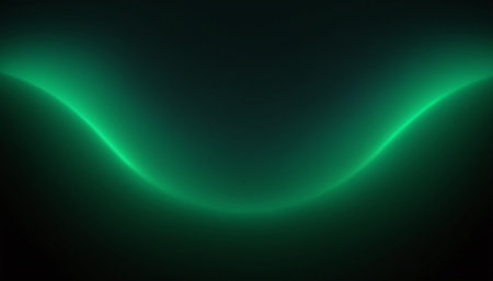 abstract background with glowing lines and bokeh effect in green colorsの素材