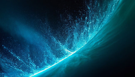 Abstract blue ocean wave. 3d render illustration. Space background.の素材