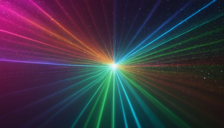 abstract background with rays and lens flare, starburst with rays and spotlightの素材