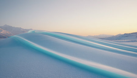 Aerial view of snow covered mountain range at sunset. Beautiful winter landscape.の素材