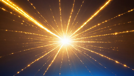 abstract background with rays of light and bokeh defocused lightsの素材