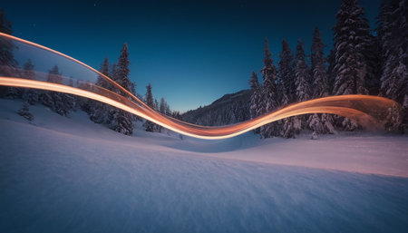 Winter landscape in the Carpathians, Ukraine. Long exposure.の素材