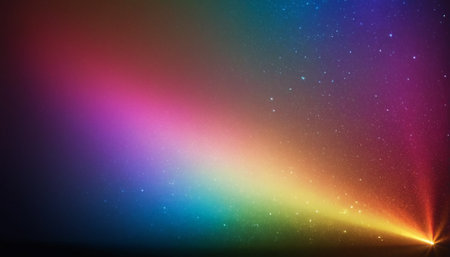 rainbow and stars on a dark background with space for your textの素材