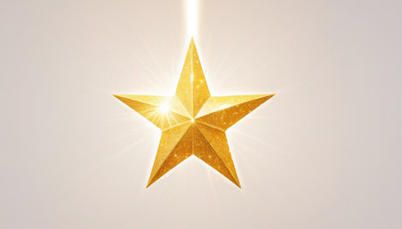 golden christmas star on white background. 3d illustration.の素材