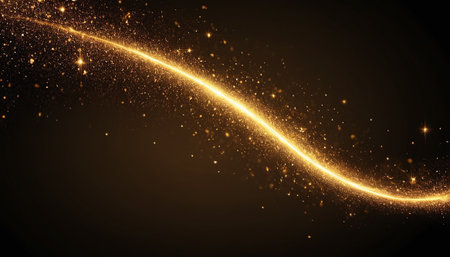 Abstract golden light background. Vector illustration eps10. Glowing particles.の素材