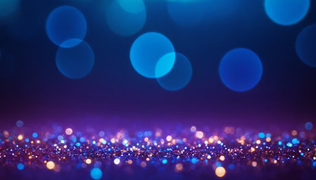 glitter vintage lights background. silver, blue and black. de-focusedの素材