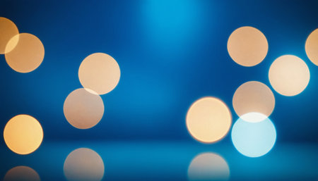Abstract circular bokeh background of Christmaslight on blue background.の素材