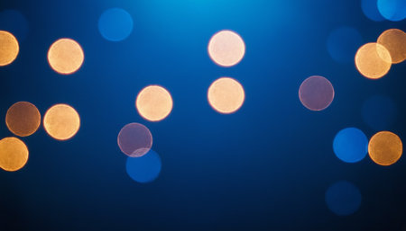 abstract background of bokeh lights on dark blue background.の素材