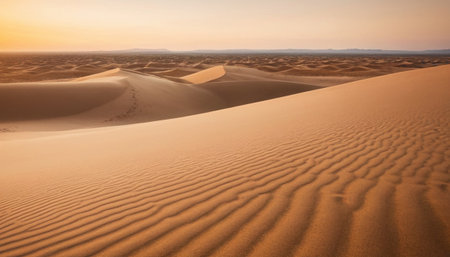 Sand dunes in the Sahara desert in Morocco, Africa. Sunrise.の素材