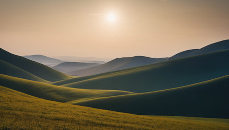 Sunset over the rolling hills of Tuscany, Italy.の素材