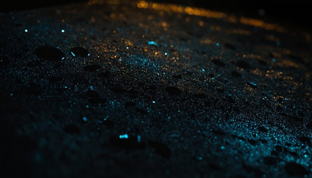 Water drops on black background. Abstract dark blue background with water drops.の素材