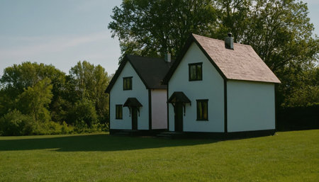 Beautiful house in the park in the summer. Beautiful landscape.の素材