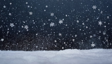 Winter background with snowflakes and falling snow. Christmas background.の素材