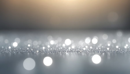 Silver glitter vintage lights background. silver and black. defocused.の素材