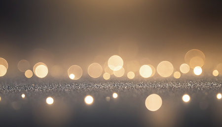 glitter vintage lights background. silver and gold. de-focusedの素材