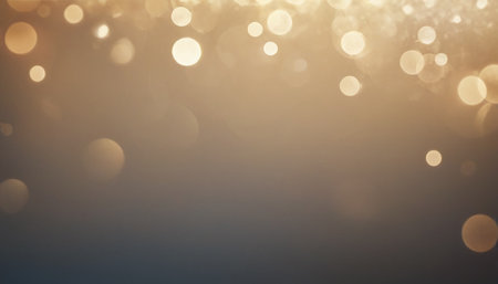 Gold bokeh background. Festive abstract background with defocused lightsの素材