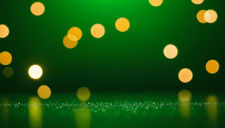 green bokeh abstract light background. christmas lights defocusedの素材