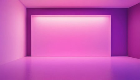 Abstract empty room with pink wall and purple floor. 3d renderingの素材