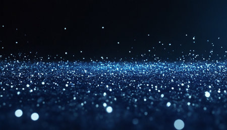 glitter vintage lights background. silver, blue and black. de-focusedの素材