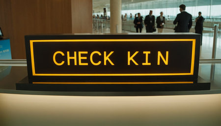 Check-in sign at Changi Airport in Chiang Mai, Thailand.の素材