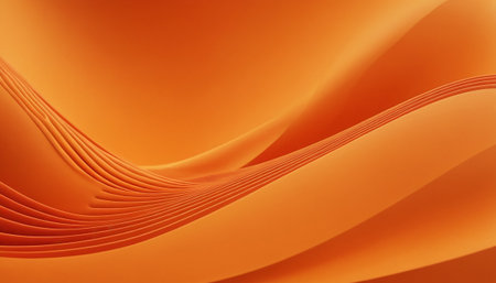 Abstract orange background with curved lines. 3d rendering, 3d illustration.の素材