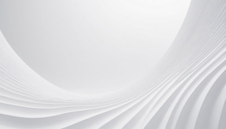 3d render of abstract white background with curved lines in empty spaceの素材