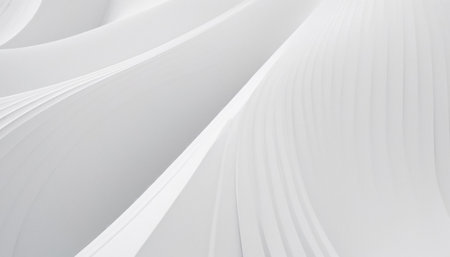 3d rendering of abstract white background with wavy curved lines in empty spaceの素材
