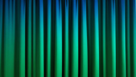 Movie or theater curtain with blue and green shades. Vector illustration.の素材