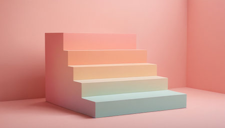 pink and turquoise pastel stairs, 3d renderingの素材